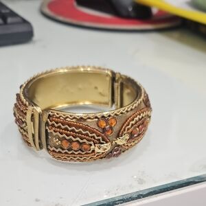 Gold and Brown Beaded Bracelet